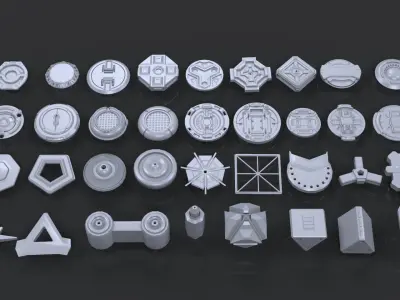 Hard Surface - KitBash Pack Low-poly 3D model