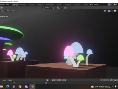 Neon Forest Low poly Asset Pack Free low-poly 3D model