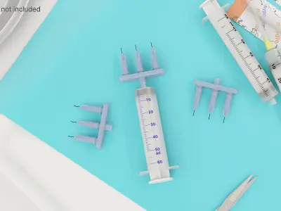 Multi Injector 3 Needles Straight Transparent 3D model