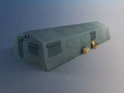 Military Tent   Gray Rectangular 3D model