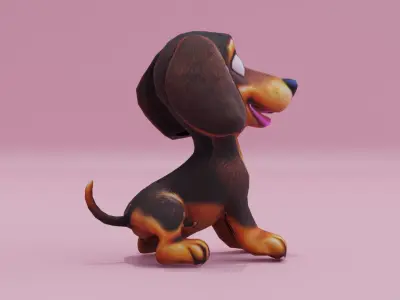 Dachshund Cute Puppy Low High Poly  Low-poly 3D model
