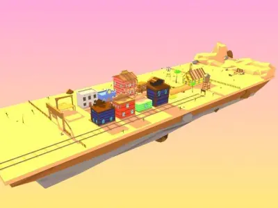 Cartoon Wild West City Free low-poly 3D model