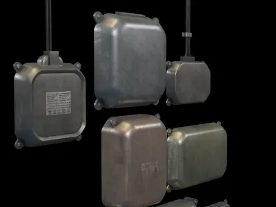 Industrial Old 3D Distribution Board Low-poly 3D model