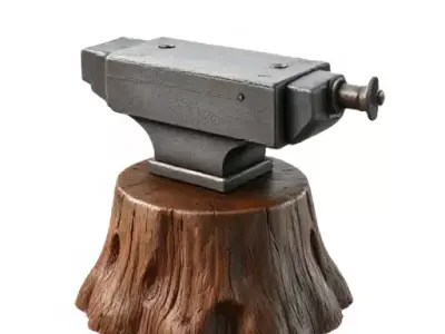 Dark Forged Anvil On Stump Low-poly 3D model