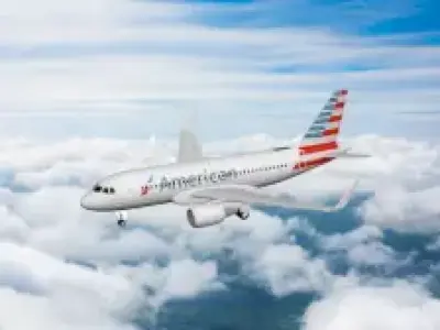 Airplane american airlines flying in sky 3D model
