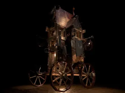 Low Poly Medieval Cart  Low-poly 3D model