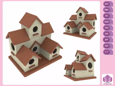 wooden birdhouse Low-poly 3D model