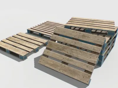Industrial Wooden Pallet 1 PBR  Low-poly 3D model