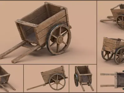 Low-Poly Stylized Cartoony Cart Low-poly 3D model