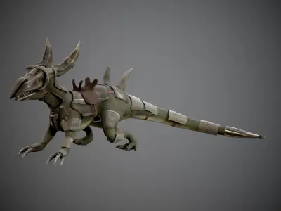 Animated dinosaur in armor Low-poly 3D model