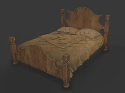 Old antique Bed Low-poly 3D model