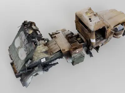 Destroyed BM-21 Grad or hailstorm multiple rocket launcher 3D model