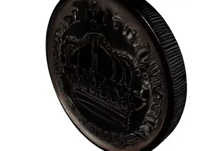 Detailed Royal Crown Silver Coin Low-poly 3D model