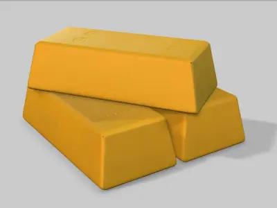 OLD SUITCASES STACKED AND GOLD BARS 3D model