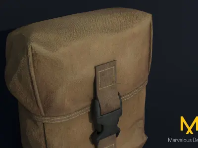Film-grade military ammo pouch model Low-poly 3D model