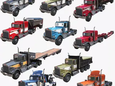 Kenworth w900A large collection 3D Model Pack