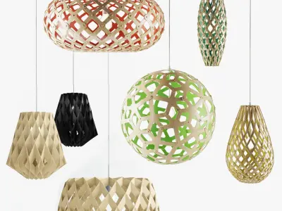 Plywood Lamps Set 3D model