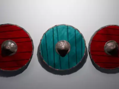 Decorative Round Shield Low-poly 3D model