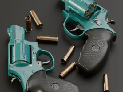 Low poly revolver Colt 45 3D model