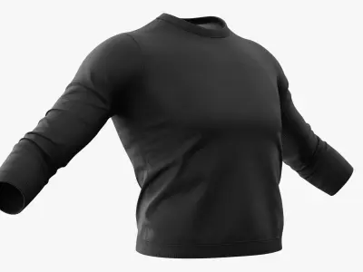 Long Sleeve Crewneck Shirt Clothing Black 3D model