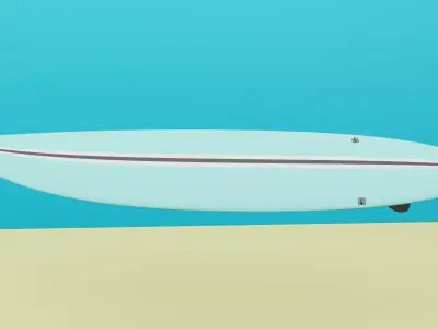 low poly blue surf board Free 3D model