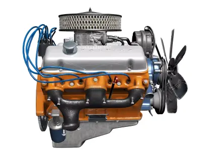 Pontiac V8 Engine Animated Model Midpoly 3D model