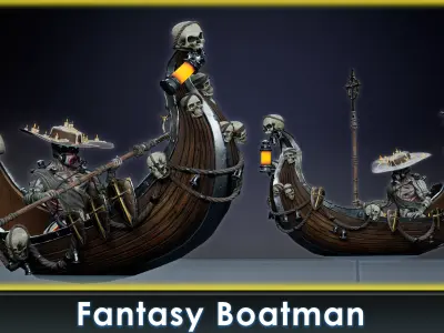 Fantasy Cyborg - Boatman Low-poly 3D model