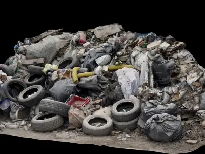 debris mixed trash pile photogrammetry  Low-poly 3D model