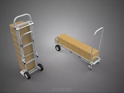 CONVERTIBLE FOLDABLE HAND TRUCK PLATFORM TROLLEY CART DOLLY BOX 3D model