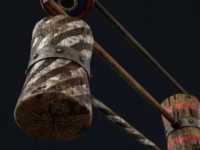 Killer Clown Wooden Hammer Low-poly 3D model
