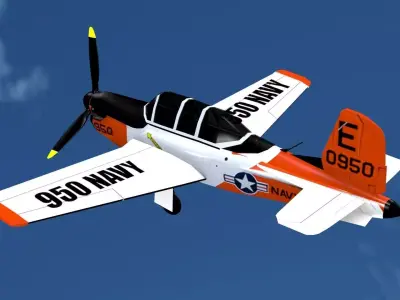 Beechcraft t 34c mentor Low-poly 3D model