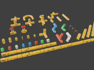  Modular Pipes Low-poly 3D model