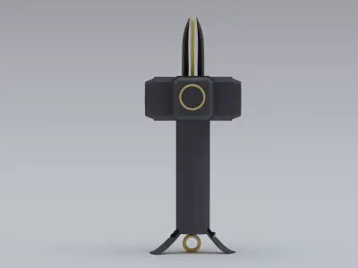 hammer pen with gold handle 3D model
