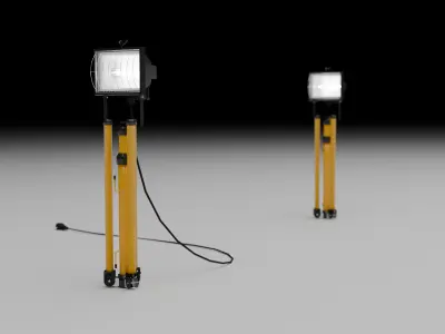 Construction Halogen Lamp Low-poly 3D model