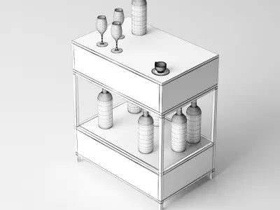 Wine Sidetable - Living Room Furniture 02 3D model