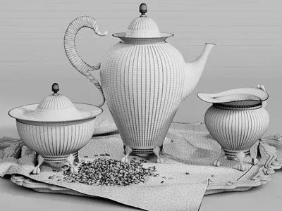 Antique Coffee Set 3D model
