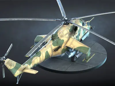Mi-24 Helicopter Low-Poly Low-poly 3D model