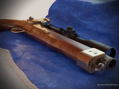 Mousquet Old Gun steampunk 3D model