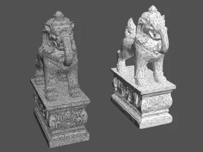 Ancient Khmer Statues Pack B-250523 3D Model Collection