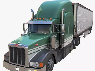 Peterbilt 377 refrigerated trailer Low-poly 3D model