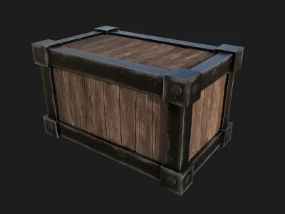 Wood and metal Box Low-poly 3D model