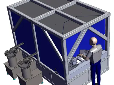 Robotic Cell Ring Assembly Line 3D model