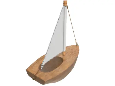Wooden sailboat 3D model