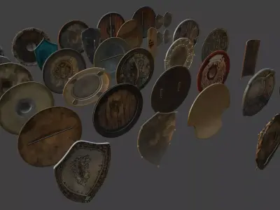 Medieval Fantasy Shields Pack 3D model