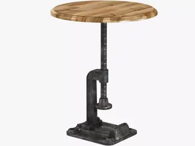 Reclaimed Wood Rustic Clamp Side Table Stool 3D model