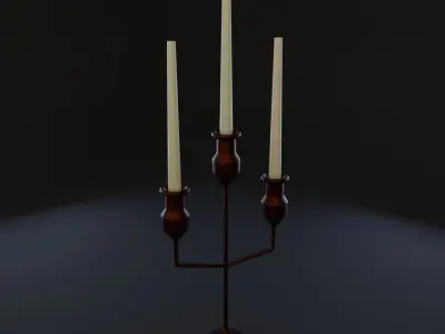 Copper candleholders - PBR Game-Ready model Low-poly 3D model