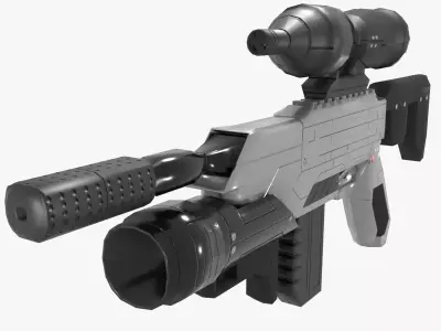 Sci-Fi Battle Rifle Combo Low-poly 3D model