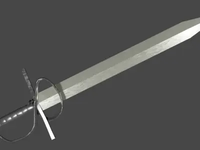 Spatha sword with Flamberge handle Low-poly 3D model