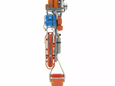 Helicopter Rescue Hoist Rig and Equipment rig Low-poly 3D model