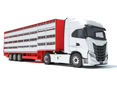 Animal Transporter Truck and Trailer 3D model
